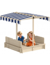 Sandkasse med tag i fyrretræ og tekstil H121 x B120 x D120 cm - Natur/Stribet