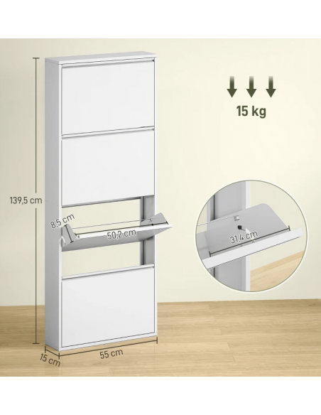 Skoskab metal moderne design hvid