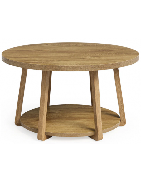 rundt sofabord træ moderne design indretning opbevaring hylde