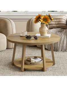 rundt sofabord træ moderne design indretning opbevaring hylde 2