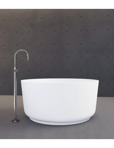rundt fritstående badekar mat hvid sten moderne design badeværelse