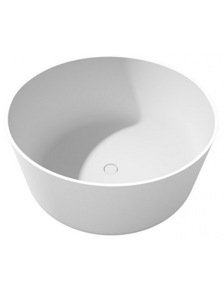 rundt fritstående badekar mat hvid sten moderne design badeværelse