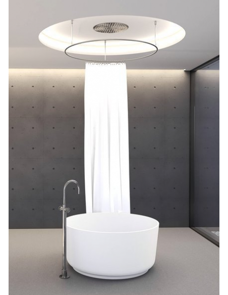 rundt fritstående badekar mat hvid sten moderne design badeværelse