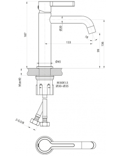 Armatur til håndvask kobber badeværelse vandhane design 2