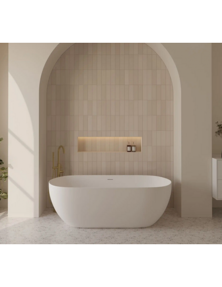 fritstående badekar 180 moderne design badeværelse indretning hvid højglans blank skinnende akryl