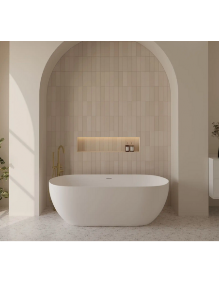 fritstående badekar 180 moderne design badeværelse indretning mat hvid akryl