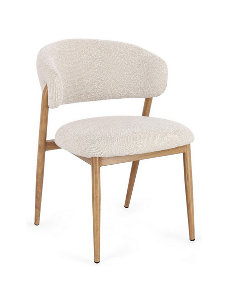 sort spisebordsstol bouclé moderne design armlæn træ