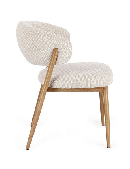sort spisebordsstol bouclé moderne design armlæn træ