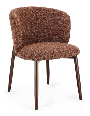 AMALIE Spisebordsstol i stål og bouclé polyester H80,5 cm - Valnød/Terracotta