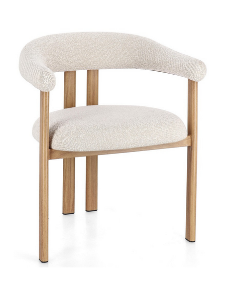 spisebordsstol med armlæn bouclé moderne design træ