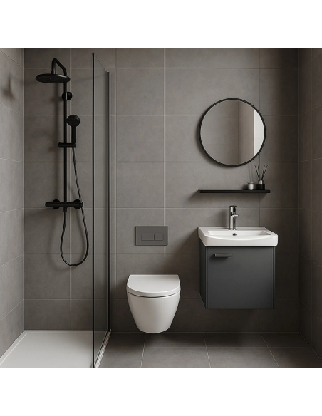 komplet badmiljø væg underskab med vask håndvask badeværelse spejl med lys led