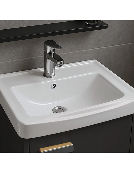 komplet badmiljø væg underskab med vask håndvask badeværelse spejl med lys led