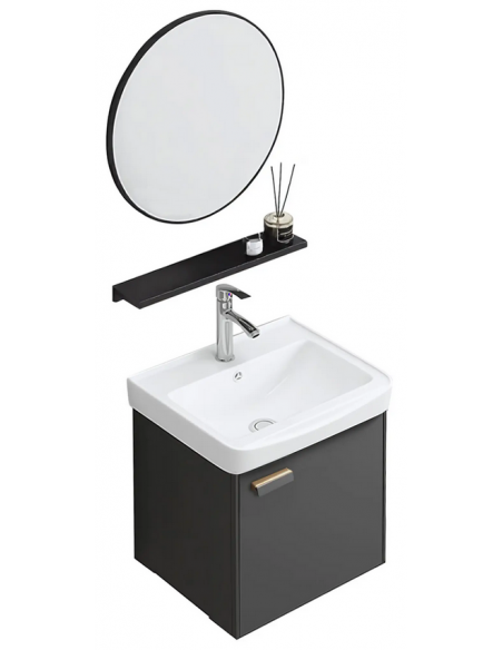 komplet badmiljø væg underskab med vask håndvask badeværelse spejl med lys led