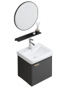 MOLLY Komplet badmiljø med håndvask og spejl B43,5 cm - Grå/Sort