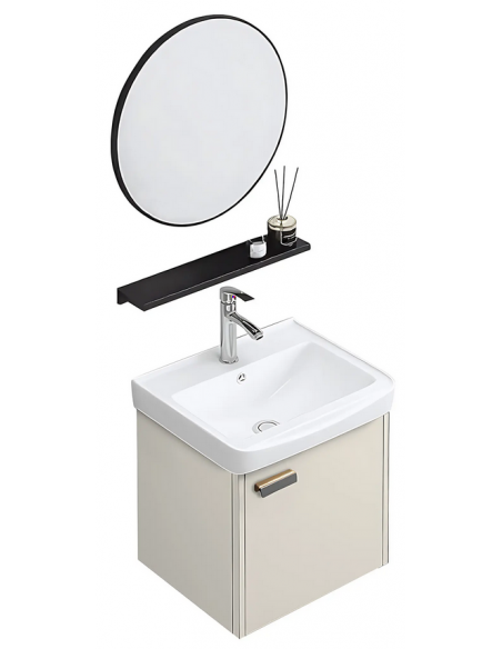 komplet badmiljø væg underskab med vask håndvask badeværelse spejl med lys led