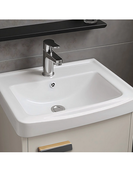 komplet badmiljø væg underskab med vask håndvask badeværelse spejl med lys led