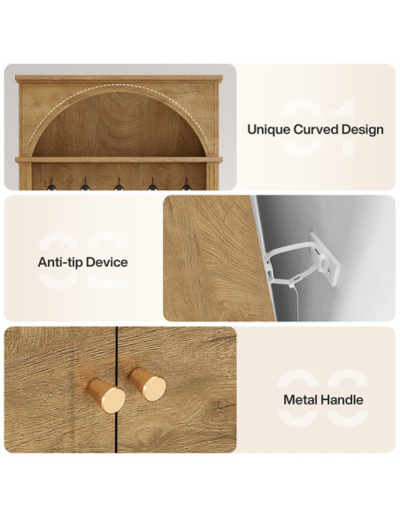 Garderobe skoskab træ billigt entre eg natur