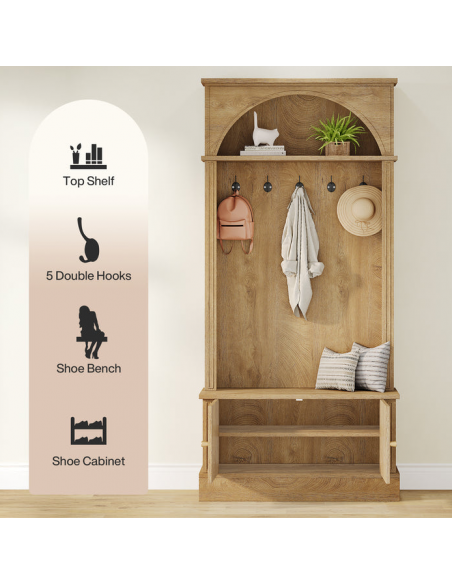 Garderobe skoskab træ billigt entre eg natur