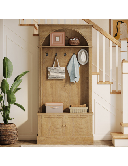 Garderobe skoskab træ billigt entre eg natur