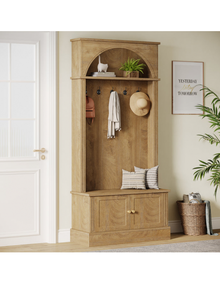 Garderobe skoskab træ billigt entre eg natur