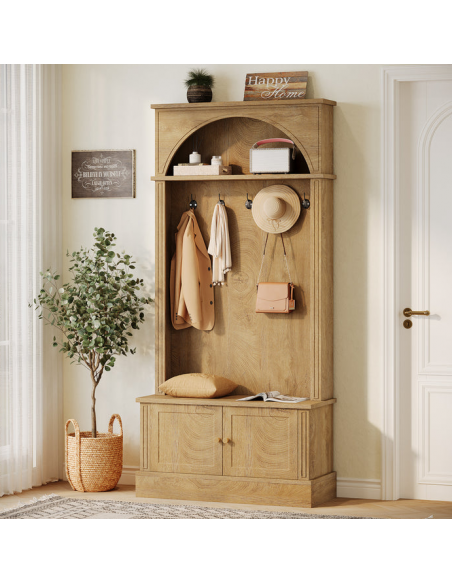 Garderobe skoskab træ billigt entre eg natur