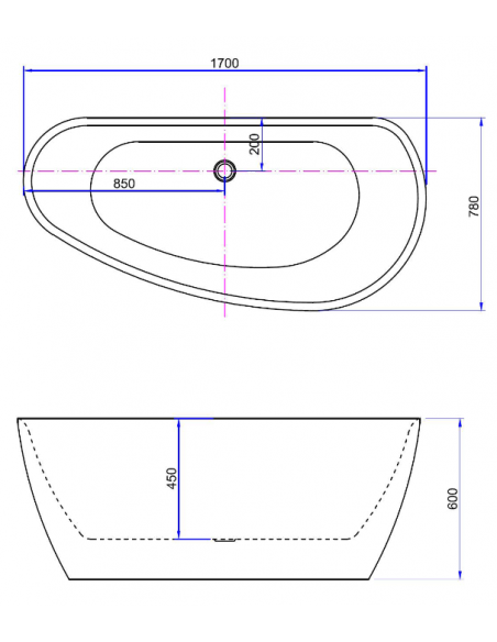 fritstående badekar 180 moderne design badeværelse indretning hvid højglans blank skinnende akryl