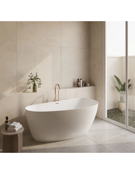 fritstående badekar 180 moderne design badeværelse indretning mat hvid akryl