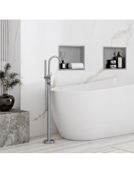 hylde indbygning indmuring væg væggen badeværelseshylde badeværelse bruseniche brusekabine bruser