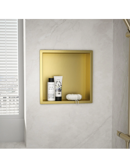 hylde indbygning indmuring væg væggen badeværelseshylde badeværelse bruseniche brusekabine bruser