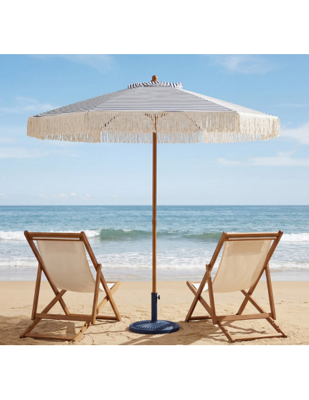 parasol strandparasol havemøbler havebord terrasse stribet