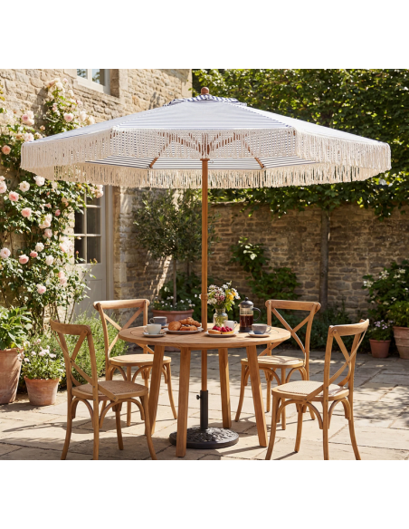 parasol strandparasol havemøbler havebord terrasse stribet