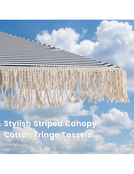 parasol strandparasol havemøbler havebord terrasse stribet