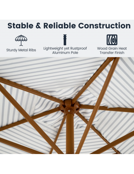 parasol strandparasol havemøbler havebord terrasse stribet