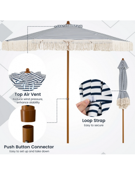 parasol strandparasol havemøbler havebord terrasse stribet