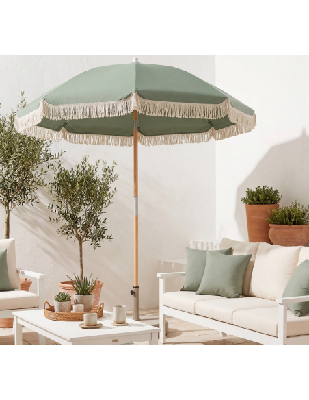 parasol strandparasol havemøbler havebord terrasse stribet haveparasol