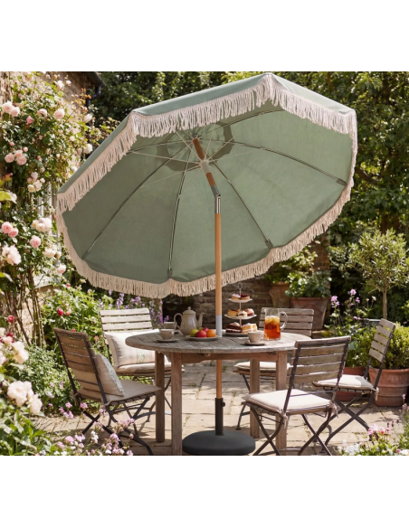 parasol strandparasol havemøbler havebord terrasse stribet haveparasol