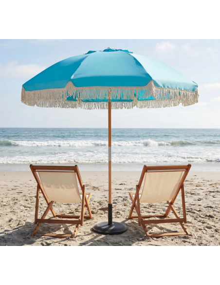 parasol strandparasol havemøbler havebord terrasse stribet haveparasol