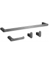 Badeværelsessæt med håndklædeholder, kroge og toiletrulleholder i metal - Titaniumgrå