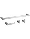 Badeværelsessæt med håndklædeholder, kroge og toiletrulleholder i metal - Børstet nikkelgrå
