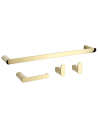 Badeværelsessæt med håndklædeholder, kroge og toiletrulleholder i metal - Guld