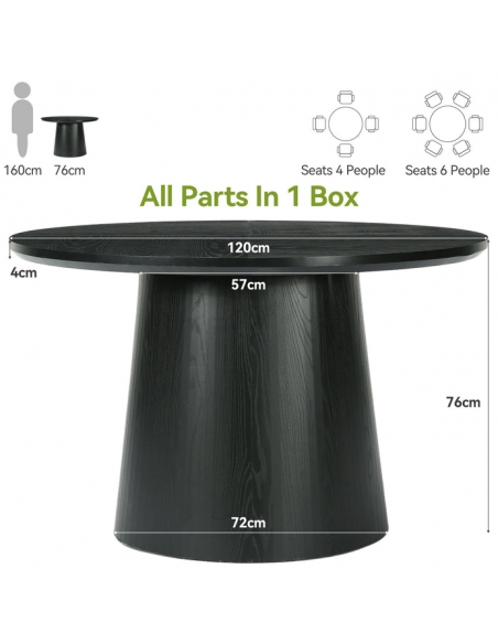 rundt sort spisebord indretning billigt træ moderne nordisk design 120