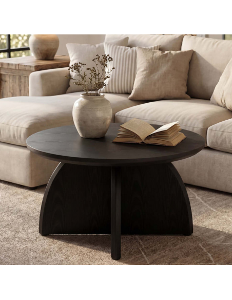 rundt sofabord træ moderne design indretning sort