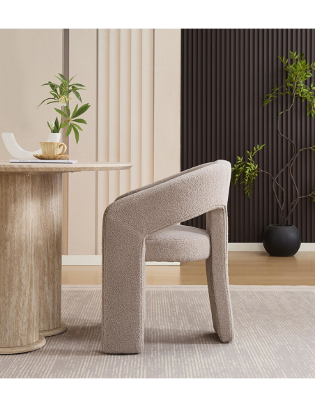 spisebordsstol armlæn stof moderne gråbeige beige grå design