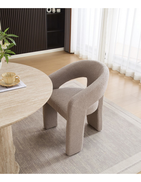 spisebordsstol armlæn stof moderne gråbeige beige grå design
