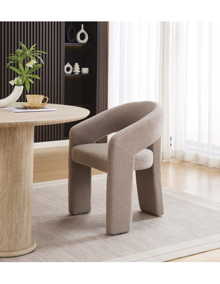 spisebordsstol armlæn stof moderne gråbeige beige grå design