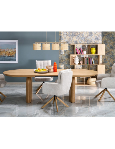 ovalt spisebord udtræk tillægsplader egetræ eg træ moderne design