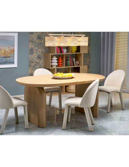 ovalt spisebord udtræk tillægsplader egetræ eg træ moderne design