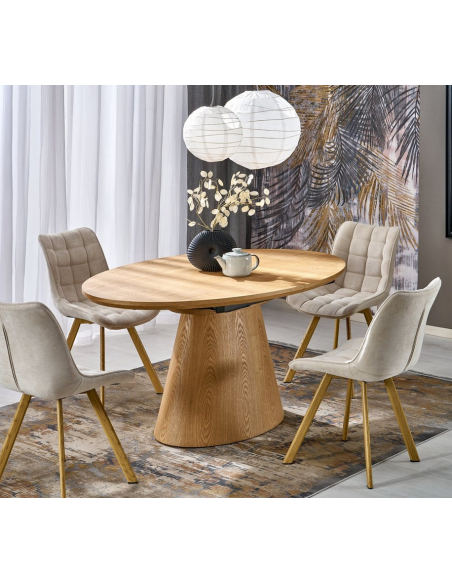 ovalt spisebord udtræk tillægsplader egetræ eg træ moderne design