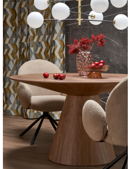 rundt spisebord valnød træ moderne design