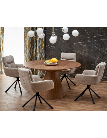 rundt spisebord valnød træ moderne design